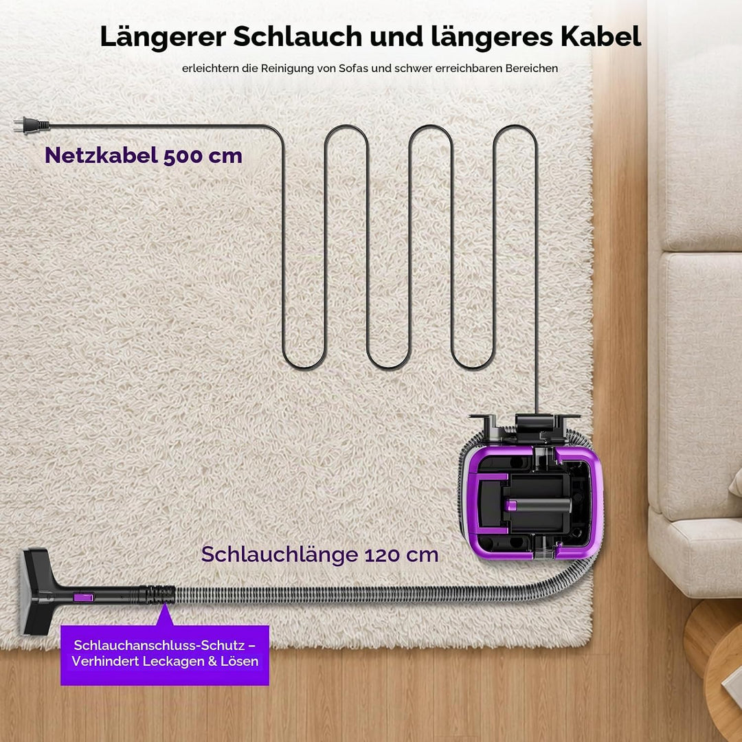 Waschsauger Polsterreiniger Gerät, 600W 21kPa Tragbarer Teppichreiniger Violett, Violett