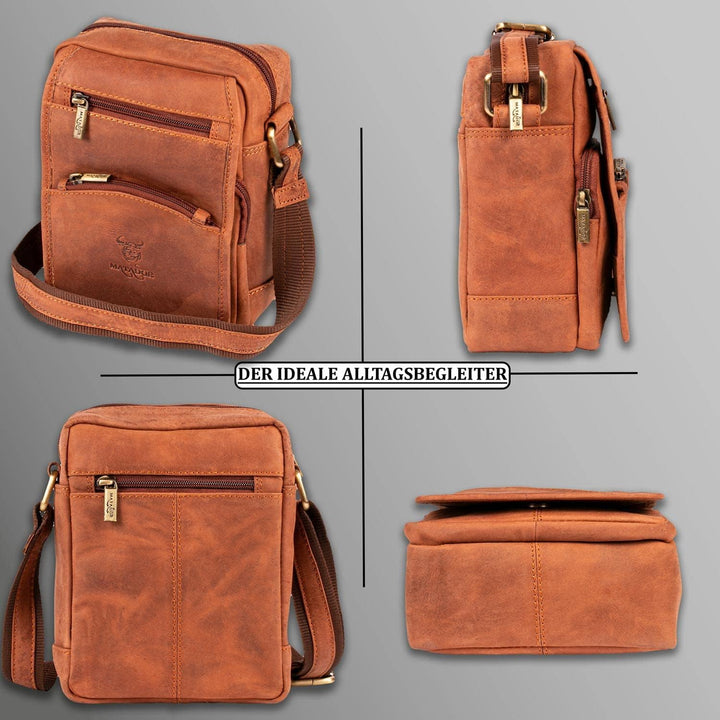 MATADOR Herren Echt Leder Umhängetasche Arbeittasche Klein Schultertasche Modern Messenger Reisetasc