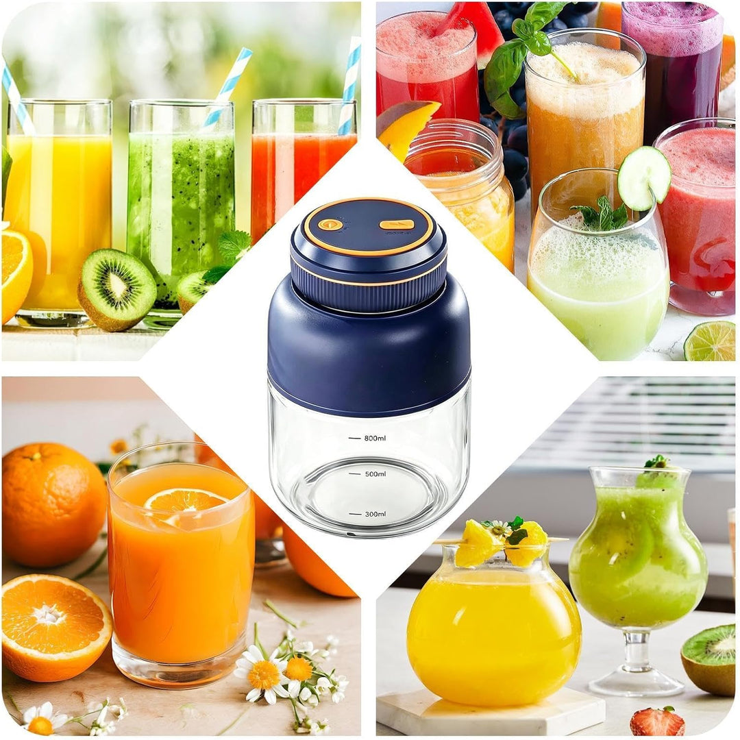 Personal Blender – 800 ml kabellose USB-Rührmaschine, Entsafter für Shakes mit 6-Blatt-Ultra-Edelsta