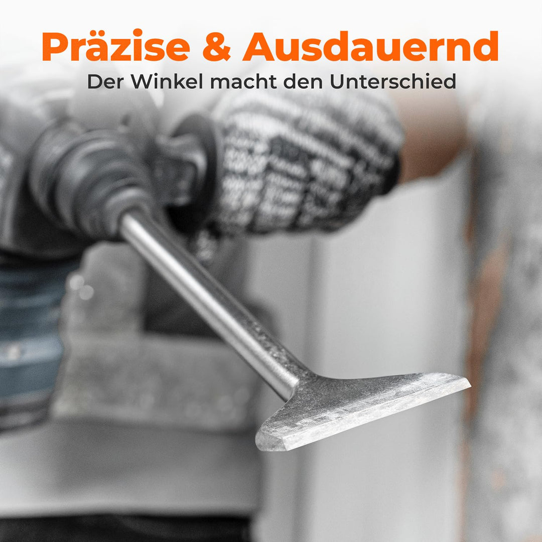 BAUBECK Robuste Fliesenmeissel SDS Max - schnelles Lösen von Putz & Kleberesten [10° abgewinkelt], h