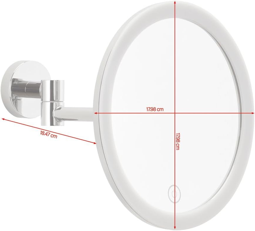 tesa VISIOON LED-Kosmetikspiegel - kabelloser Schminkspiegel mit dimmbarer Beleuchtung - Touch Contr