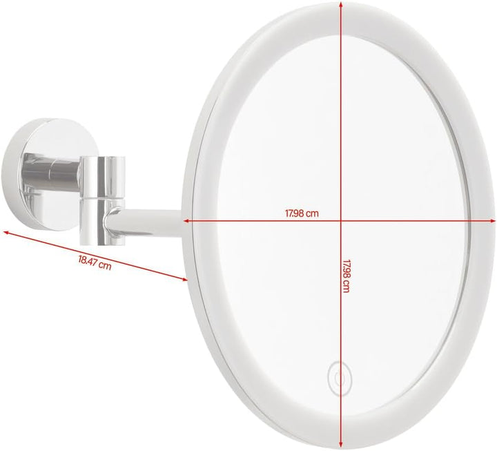 tesa VISIOON LED-Kosmetikspiegel - kabelloser Schminkspiegel mit dimmbarer Beleuchtung - Touch Contr