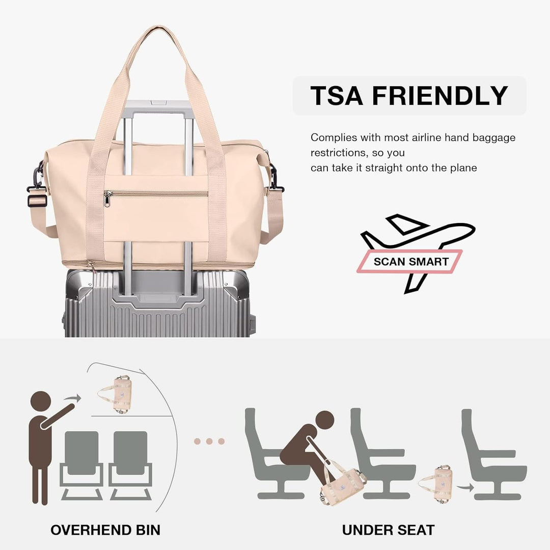 Reisetasche Damen Sporttasche mit Kulturbeutel 40x20x25 Ryanair Handgepäck Tasche Weekender Bag Schw
