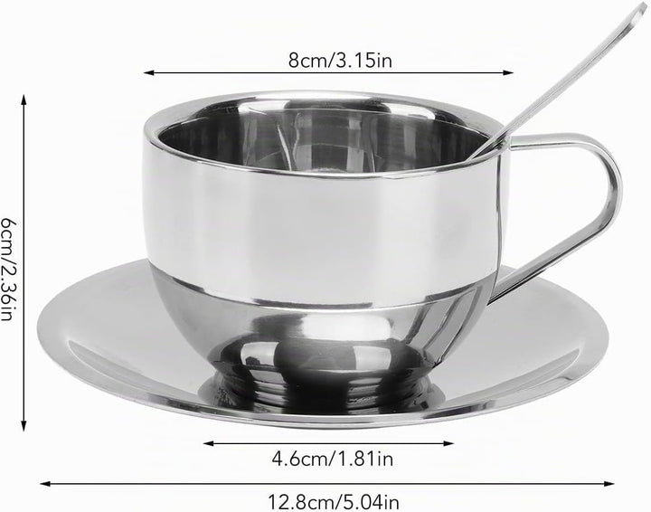 4 Stück Edelstahl Kaffeetassen Set 180ml Doppelwandig Kaffeetassen Metall Espresso Tasse Espressotas
