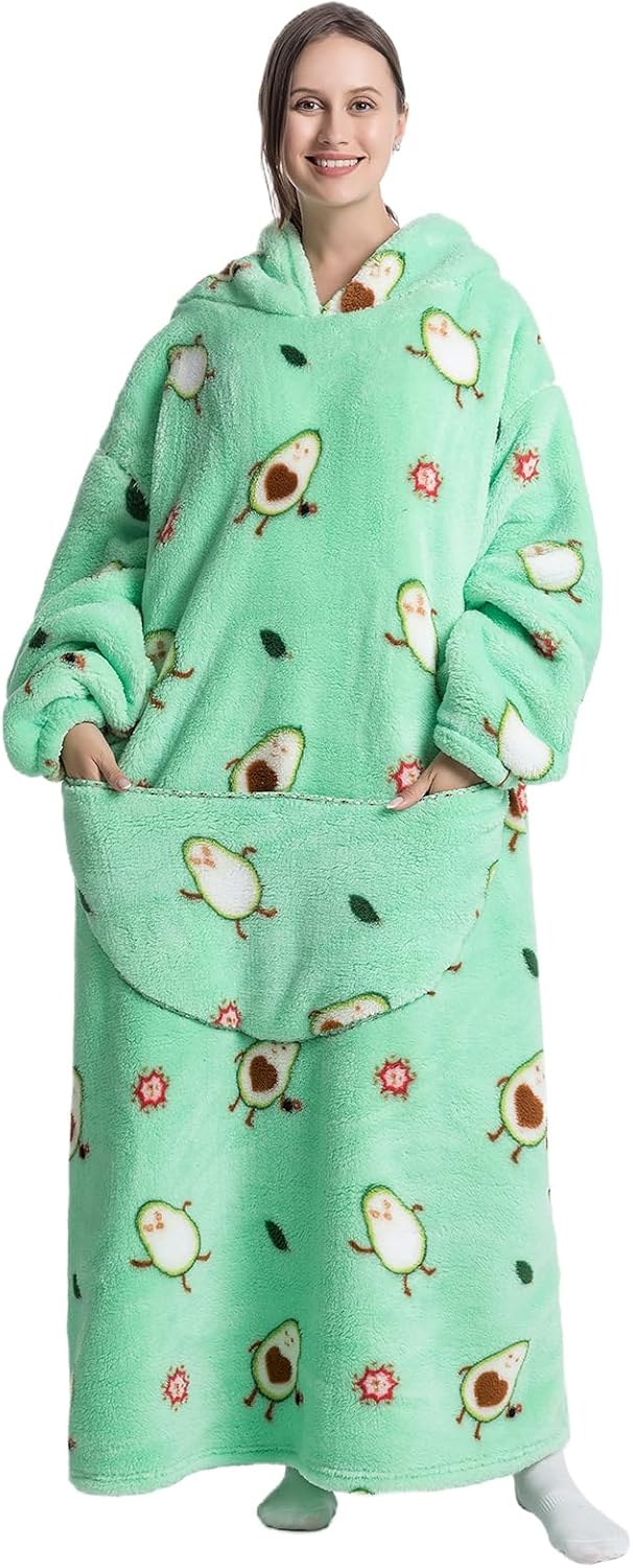 Ultra Weiche Hoodie Decke mit Ärmeln Warme Flanell Decke zum Anziehen für Zuhause Sofa und Bett, Kus