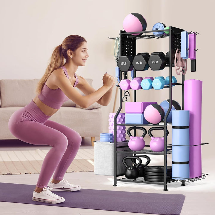 Hantelständer, Metall Kurzhantelständer für Hanteln Kettlebell &amp; Yoga Matte, Gewichtsständer Workout