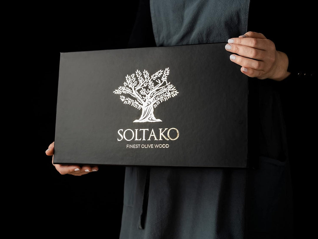 SOLTAKO 3er Geschenkset Schneidebrett Olivenholz mit Saftrille [35/40/45 cm] "Côte d'Azur" natur, Br