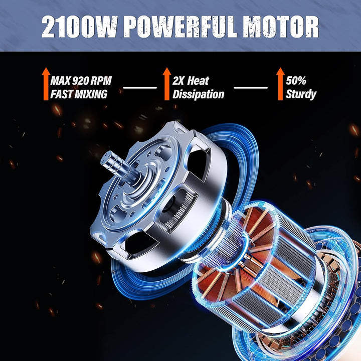 IMAYCC 2100W Rührwerk Mörtelrührer M14 mit 6-Gang-Getriebe,270-930 U/min | Softstart-Elektrischer Mö