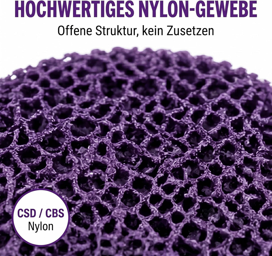 Woltersberger® Reinigungsscheiben Lila für Winkelschleifer Ø115mm Schleifscheiben zur Farbentfernung