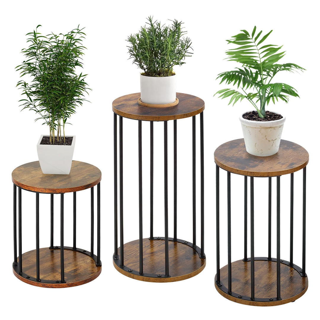 HDANI 3er-Set Rund Pflanzenständer Metall 35/45/55cm,Solider und Robuster Blumenständer für Wohnzimm