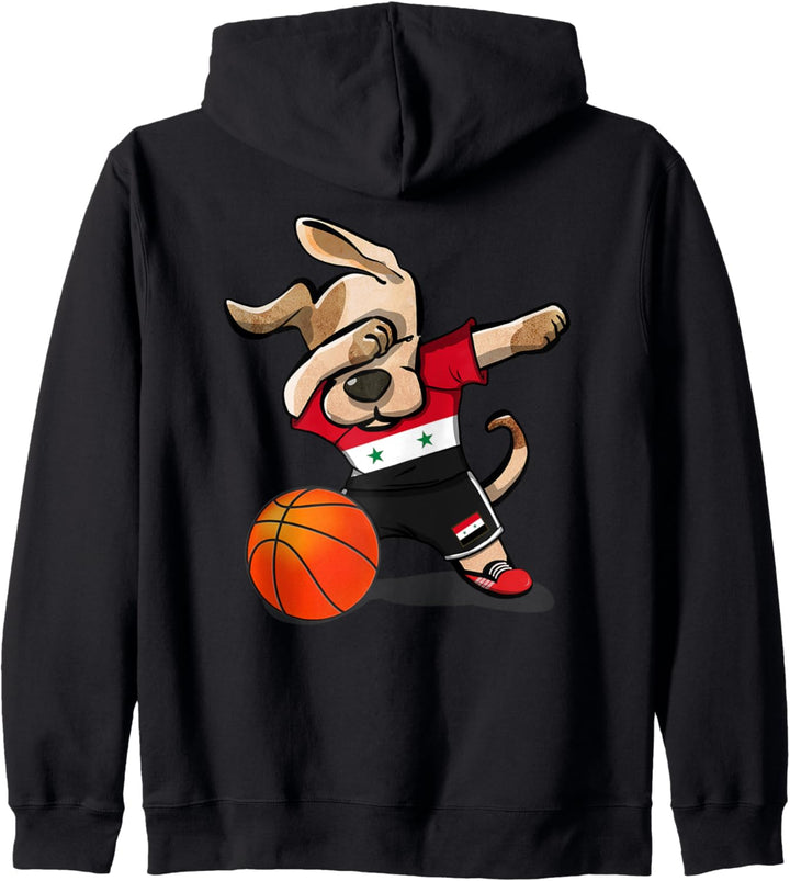Dabbing Dog Syrien Basketball Fans Trikot Syrien Flagge Sport Kapuzenjacke