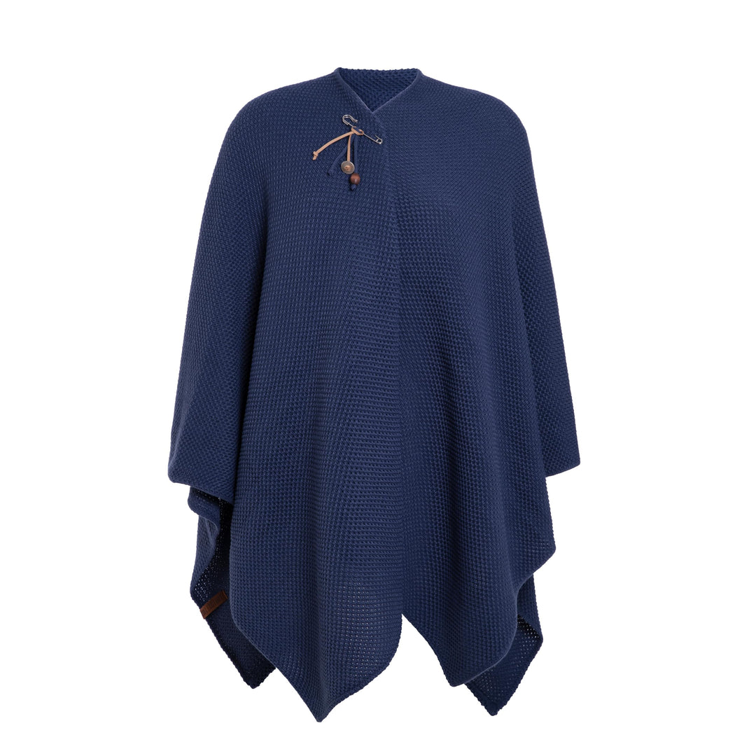 KNIT FACTORY - Jazz Poncho - Elegant Gestrickter Damen Cape - Wickelschal mit Wolle - Hochwertige Qu