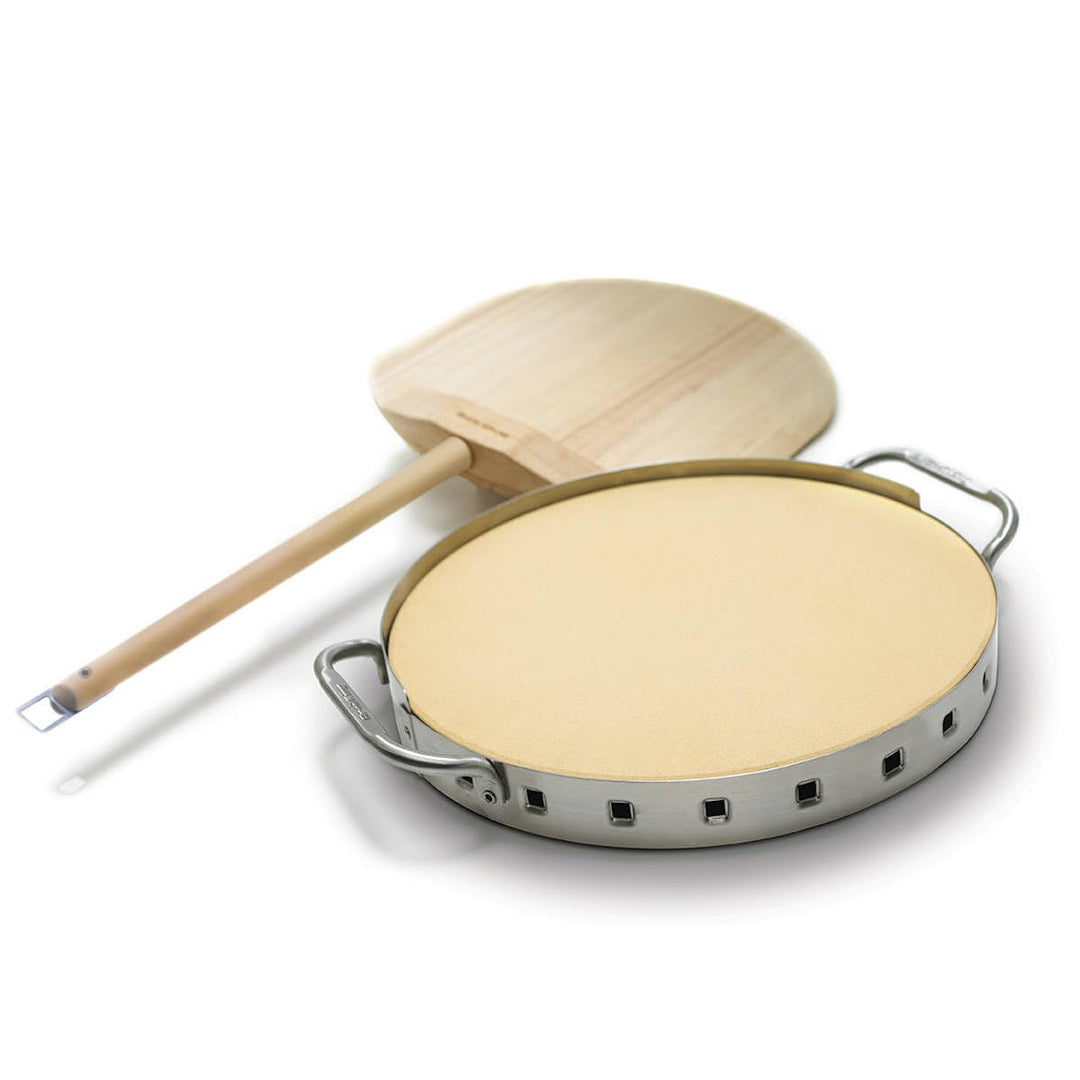 Broil King Grill-/Grillzubehör, Pizzastein-Set Premium 33 cm Durchmesser hoch 1 cm, Edelstahl, 5 x 5
