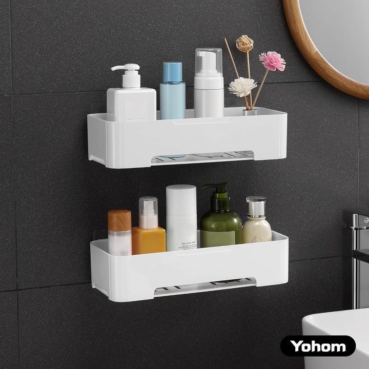 YOHOM Weiss Selbstklebende Duschkorb Ohne Bohren für Badezimmerwand Kunststoff Shampoo Halter Caddy