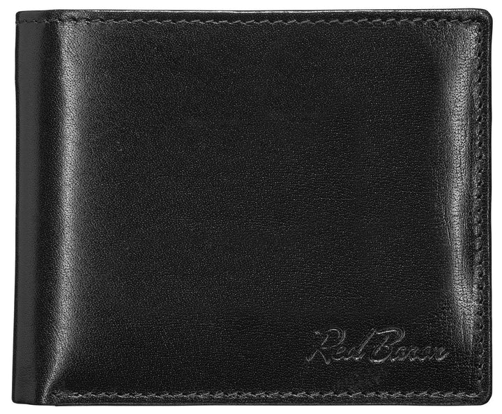 Geldbeutel Männer Leder Querformat Schwarz mit Münzfach - Red Baron Portemonnaie Geldbörse Herren kl