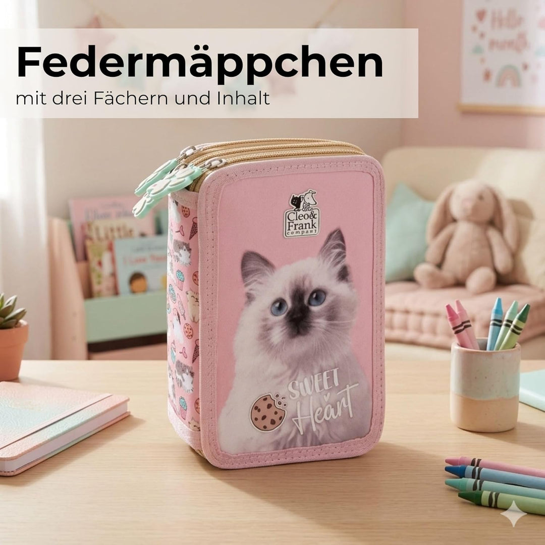 Goldkids - Federmäppchen 3 Fächer - Mäppchen für Mädchen und Jungen - Federmappe 3-Fach Federtasche