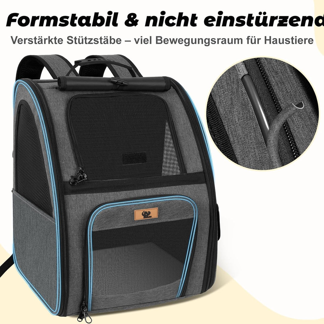 Aystkniet Katzenrucksack &amp; Hunderucksack bis 6kg, Grosse Haustier Transporttasche mit 270° Belüftung