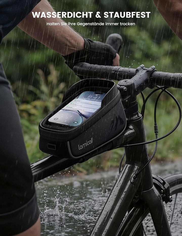 Lamicall Fahrradtasche Rahmen, Rahmentasche Fahrrad - [1,6L Grosses Fassungsvermögen] wasserdichte O