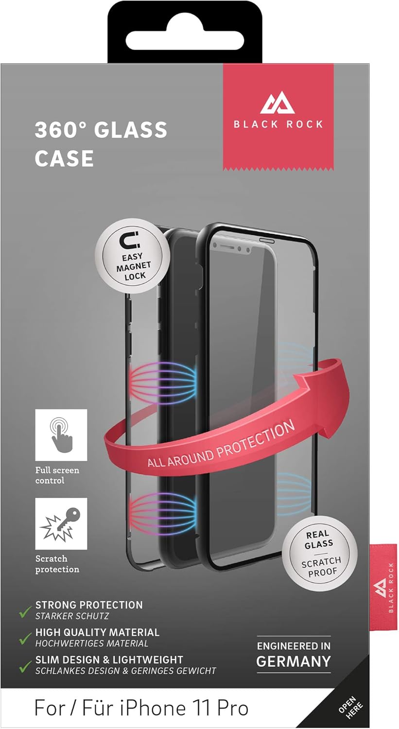 Black Rock - Hülle 360 Grad Glass Case Passend für Apple iPhone 11 Pro, Handyhülle, Magnet Verschlus