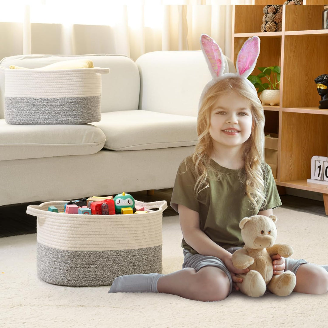 Baumwollseil gewebter Aufbewahrungskorb, verwendet für Baby Hamper Spielzeug Organizer, Geschenkkörb