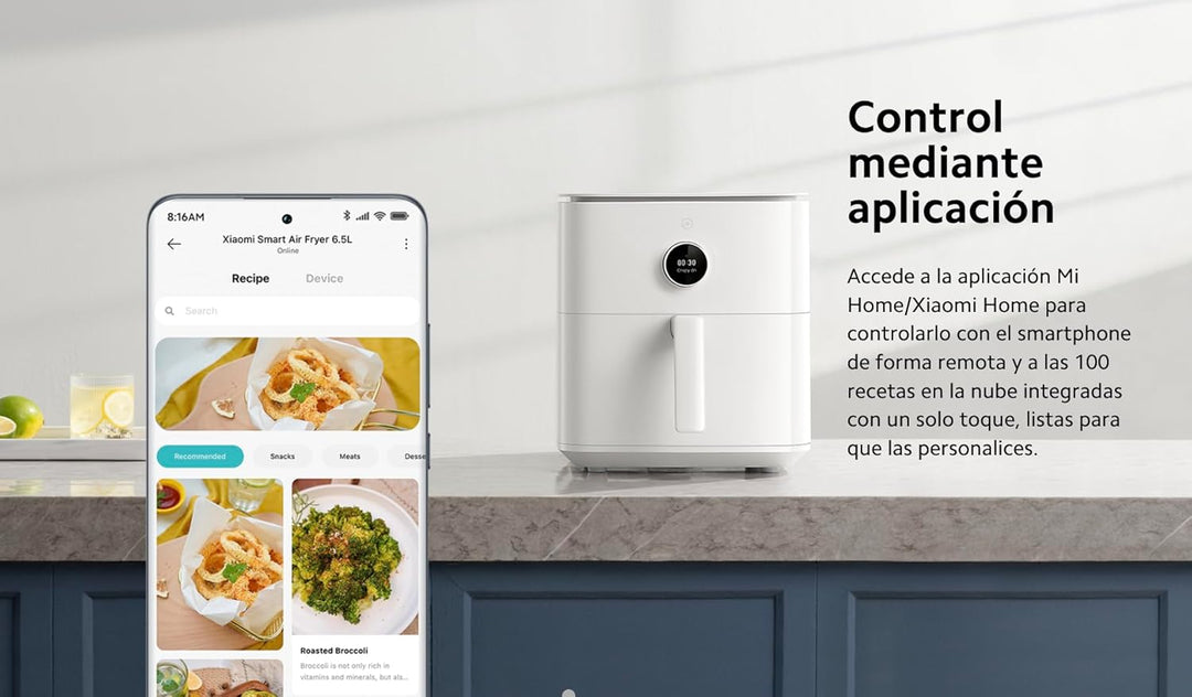 Xiaomi Mi Air Fryer Smart 6,5 l, Luftfritteuse ohne Öl, kompakt, 1800 W, mit LED-Touchscreen, Fritad
