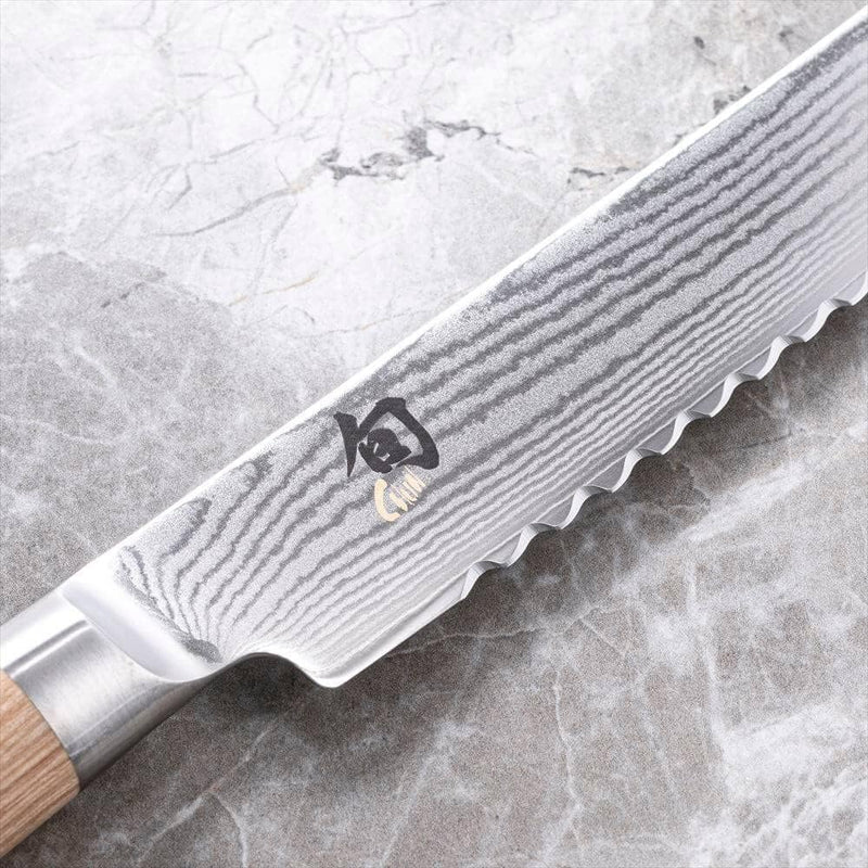 KAI DM-0705W SHUN WHITE Brotmesser 9 (23,0 cm, Silber,holzfarbe