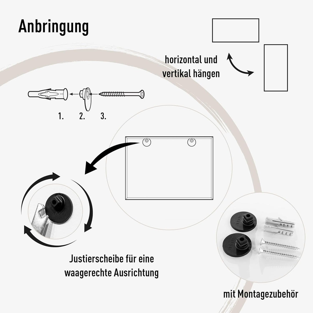 nielsen HOME Wandspiegel Alpha, Eiche Weiss, Aluminium, ca. 50x70 cm Eiche Weiss 50 x 70 cm, Eiche W