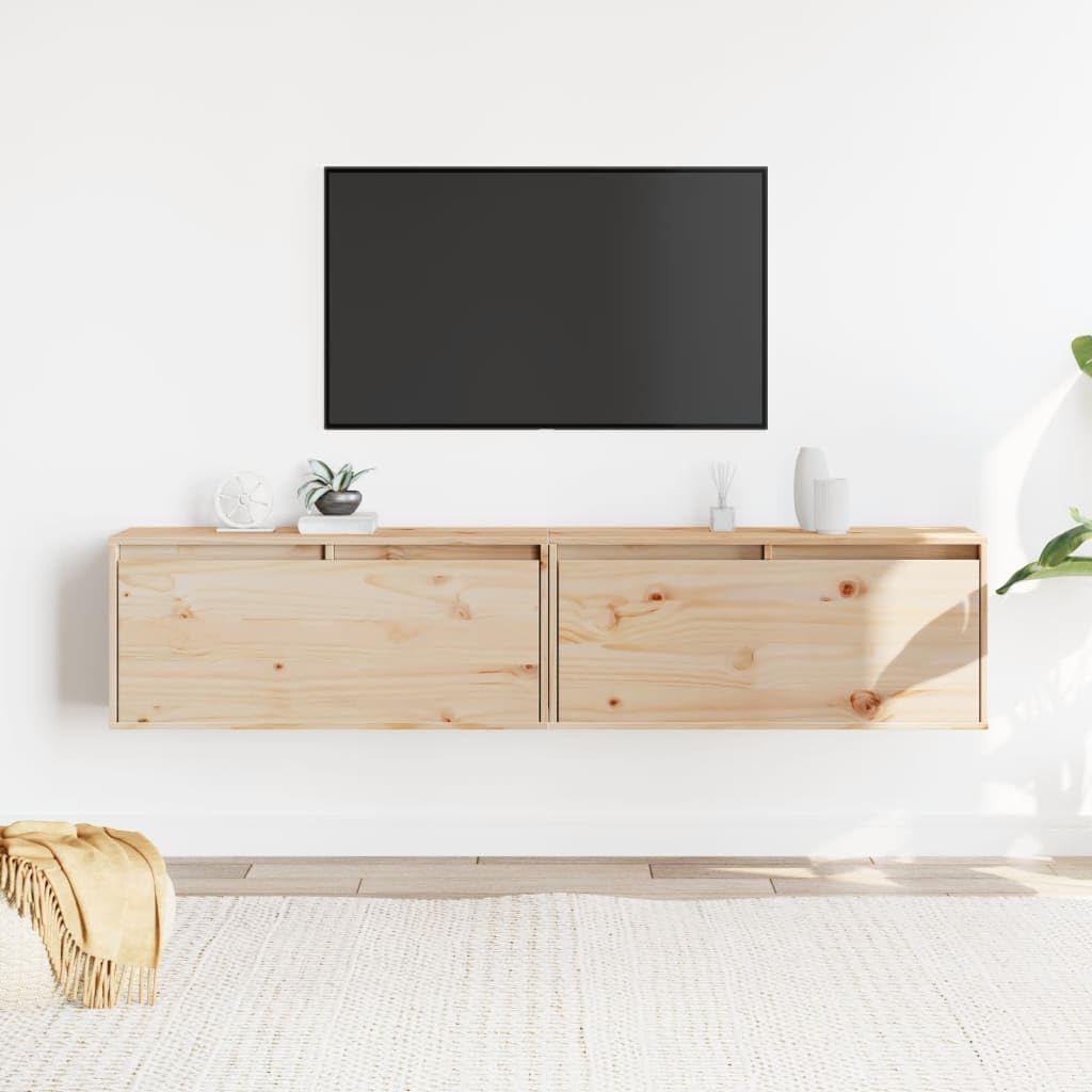 vidaXL 2X Massivholz Kiefer Wandschrank Hängeschrank TV Schrank Fernsehschrank Lowboard Fernsehtisch