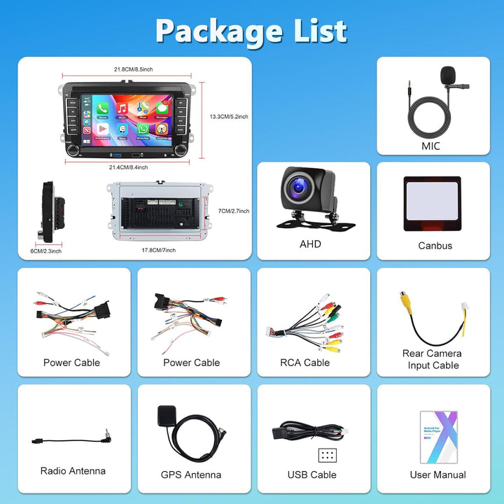 2GB+64GB Android Autoradio mit GPS Navi für VW Passat B6 T5 Golf 6 5 Polo 6R Tiguan T5 Jetta Seat Sk