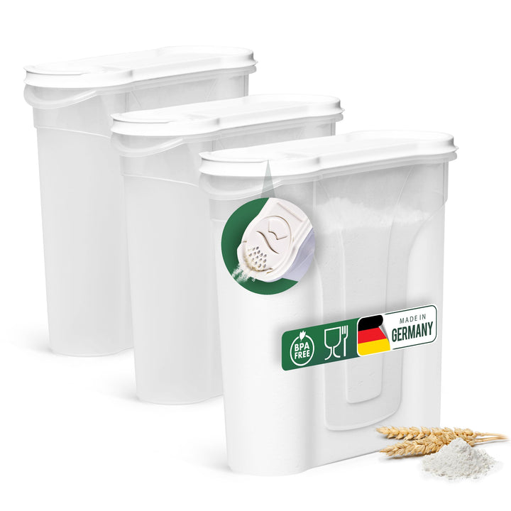 Novaliv Schüttdosen 3er Set Vorratsdose zum Streuen 2,4 Liter - Masse (LxBxH): 22 x 21 x 8,5 cm - Do