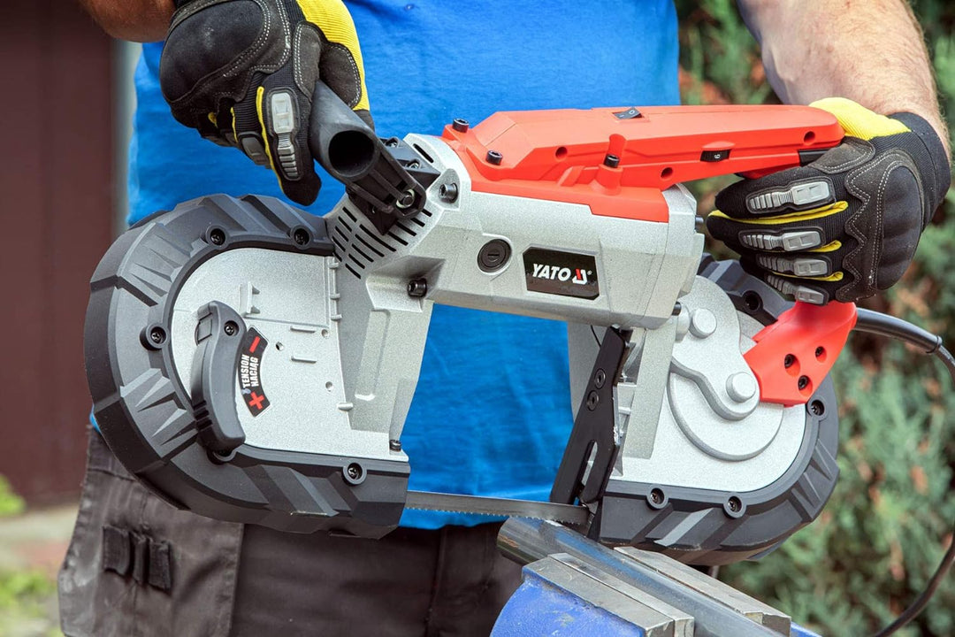 YATO Profi 2in1 Metallbandsäge mit abnehmbarem Untergestell, 1100 Watt, horizontale Ausführung, trag