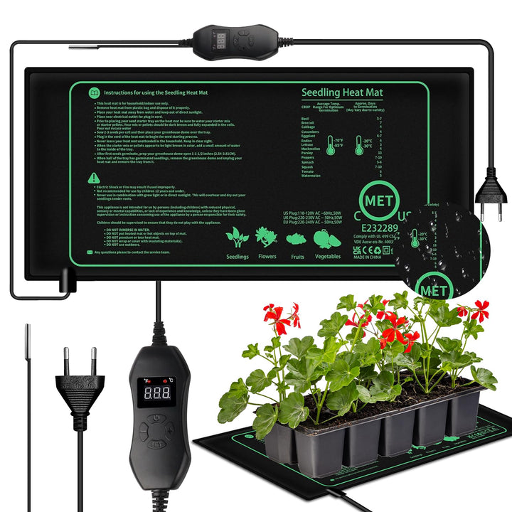 50W Heizmatte Pflanzen mit Thermostat, 25 X 52 cm Zimmergewächshaus Wärmematte, Temperatur Heizkisse
