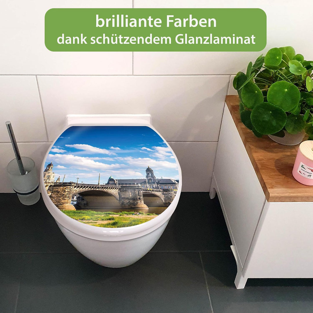 banjado Toilettendeckel mit Absenkautomatik 44,5x37cm - Soft Close Toilettensitz - WC Sitz mit Absen