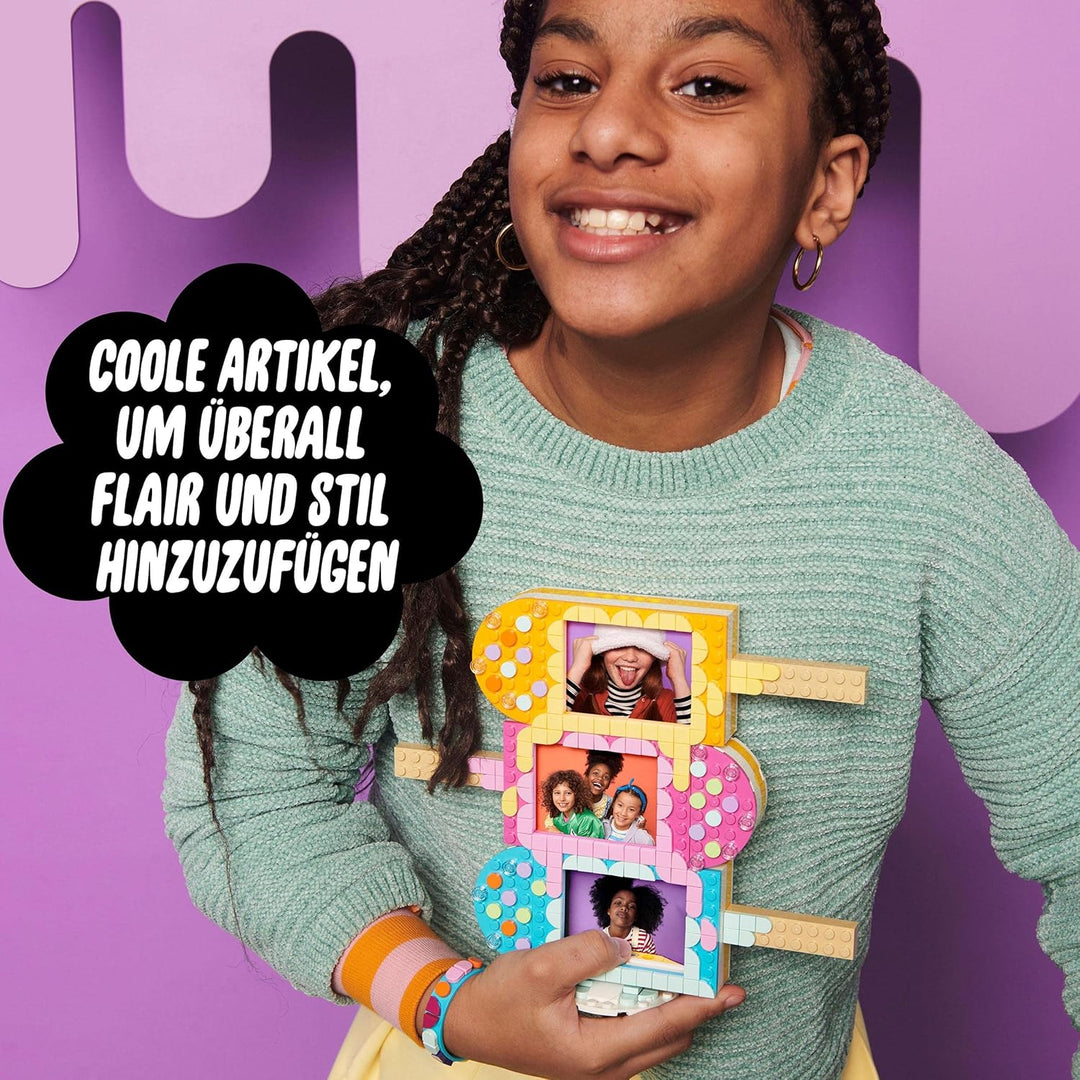 LEGO 41956 DOTS Eiscreme Bilderrahmen & Armband, DIY Bastelset für personalisierten Schmuck und Deko