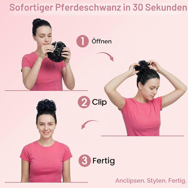 S-noilite Echthaar Messy Bun mit klammer Natürliches Haarteil für Dutt und Hochsteckfrisuren - Claw