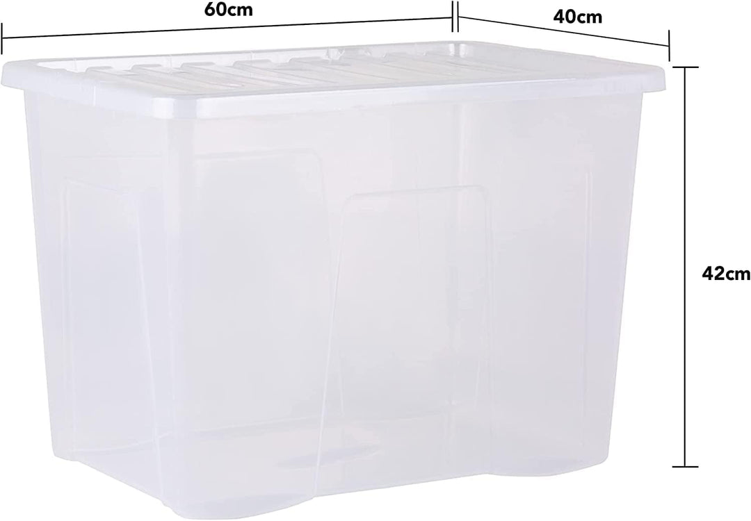 Wham 5X 11315 Crystal Box mit Deckel - 80 Liter - 60 x 40 x 42 cm - Transparent