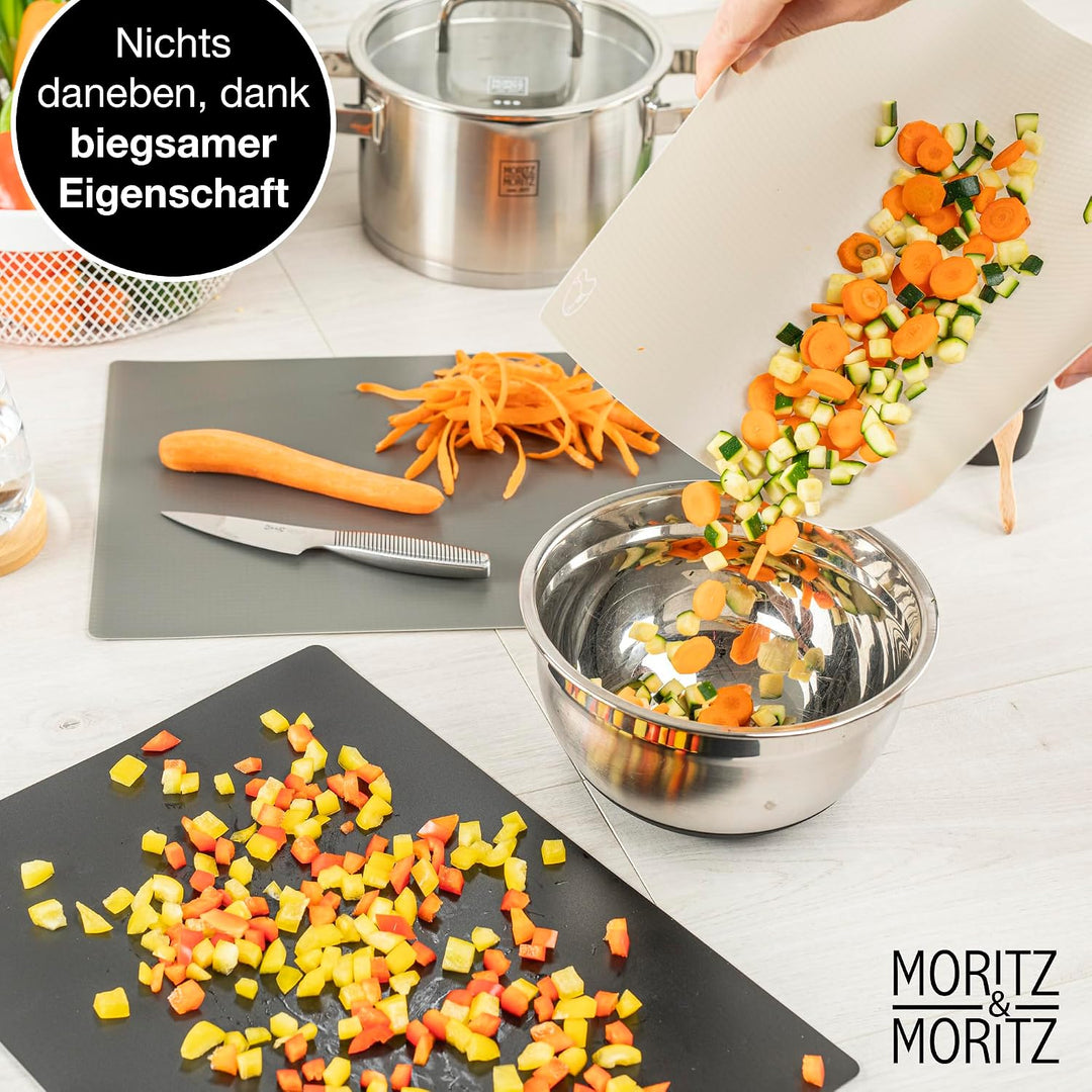 Moritz &amp; Moritz 4x Schneidematte Küche - 28 x 38 cm - Schneideunterlage Küche für schnelles Arbeiten