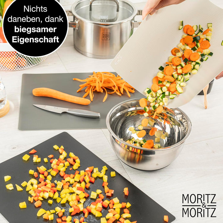 Moritz &amp; Moritz 4x Schneidematte Küche - 28 x 38 cm - Schneideunterlage Küche für schnelles Arbeiten