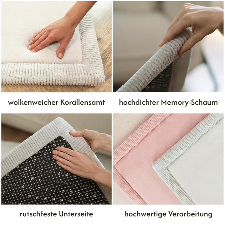 Wolkenweiche Samtmatte-Spielmatte Baby 150x80x2,5cm, grau – Kinderteppich mit hochwertigem Memory-Sc