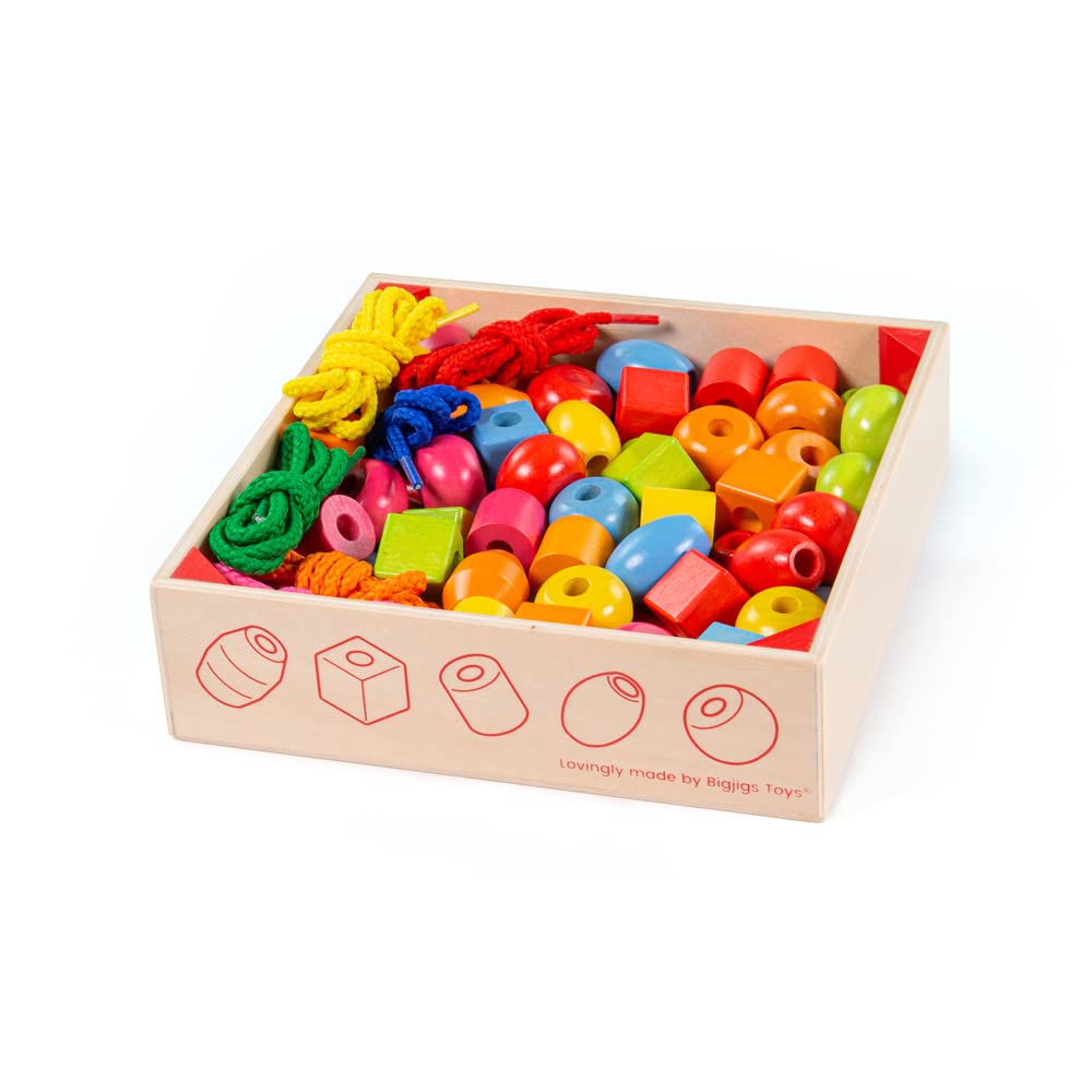 Bigjigs Toys Glas mit Perlen zum Auffädeln