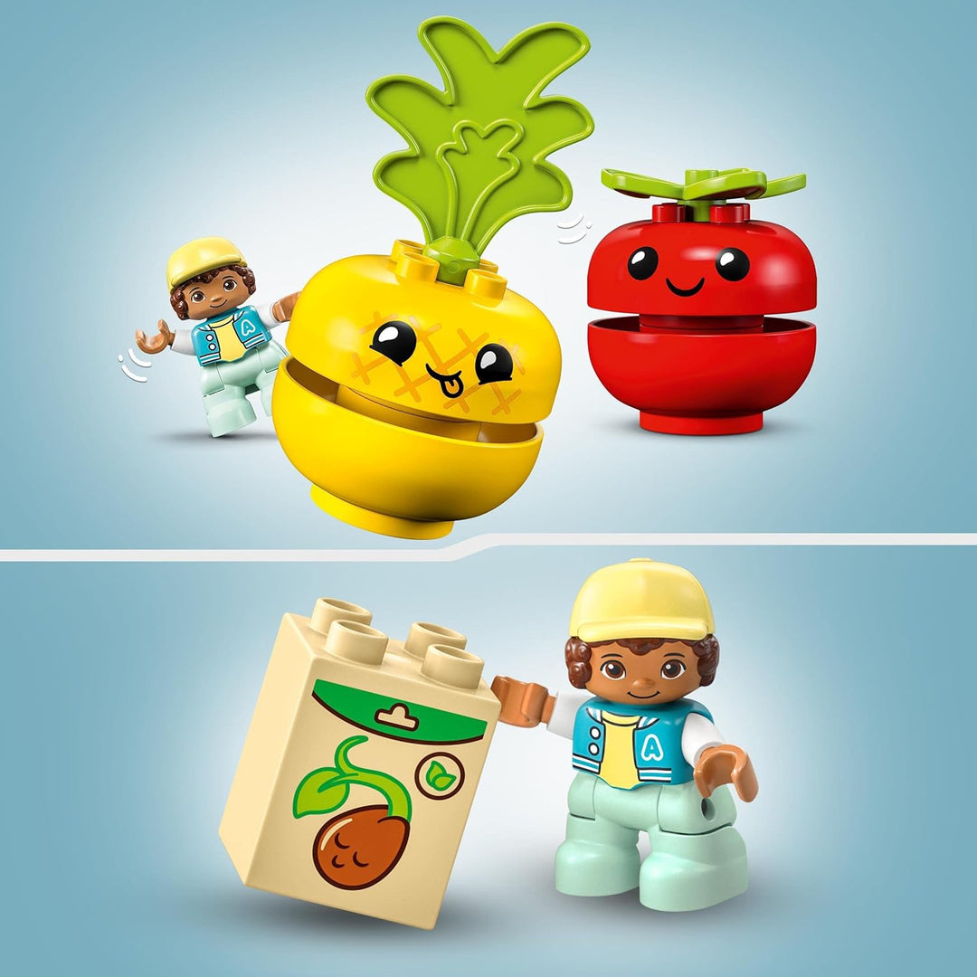 LEGO DUPLO My First Obst- und Gemüse-Traktor, Geschenk Spielzeug zum Basteln, Sortieren und Stapeln