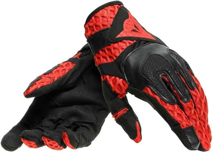 Dainese Air-Maze Unisex Gloves, Motorradhandschuhe Sommer Textil, für Damen und Herren, Schwarz/Rot,