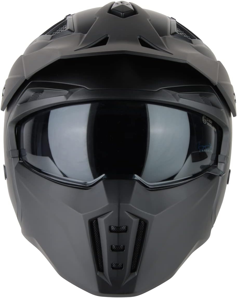 VINZ Kioto Jethelm / Streetfighter Helm | ECE 22.06 zugelassen | Rollerhelm mit Sonnenvisier / Sonne