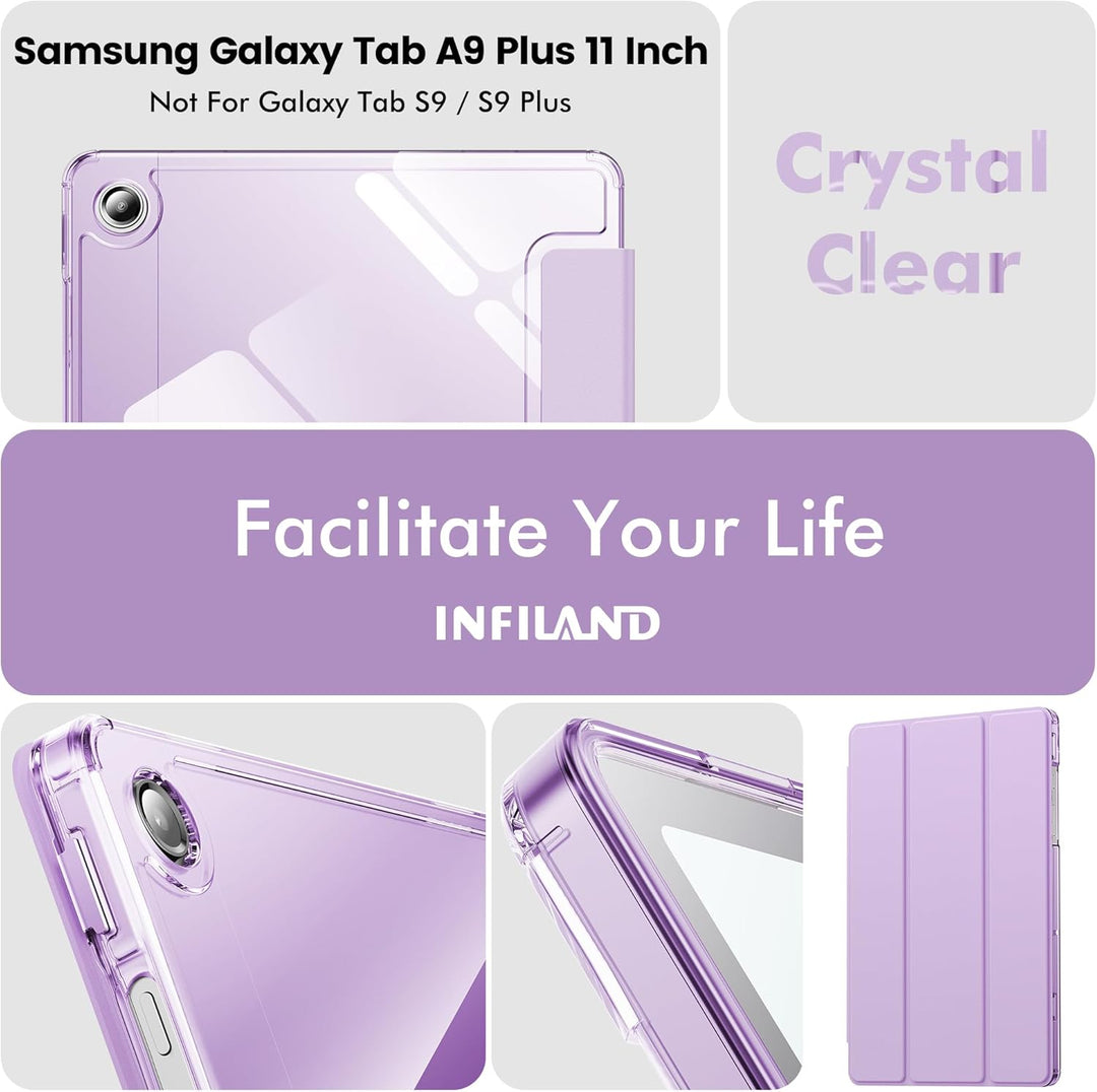 INFILAND Hülle für Samsung Galaxy Tab A11+/A9+ 11 Zoll (2023/2025),Schlanke Standfunktion Kristallkl