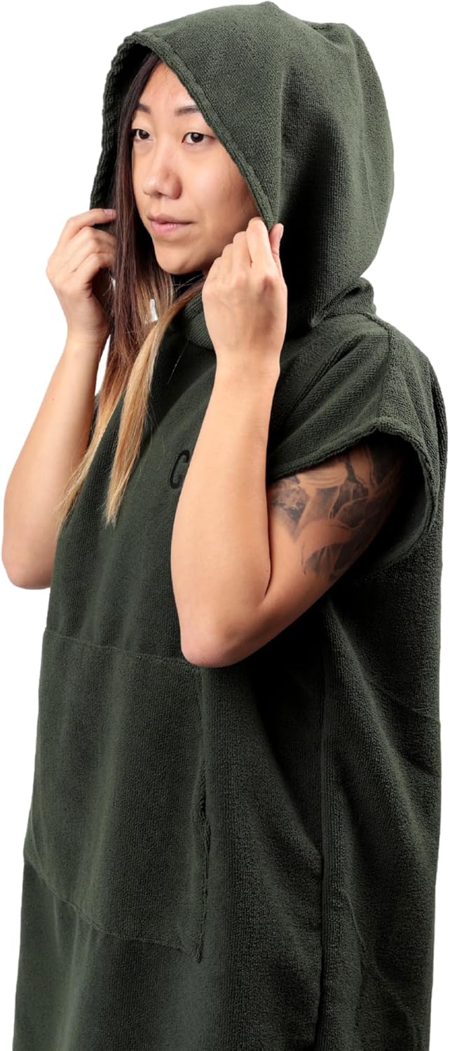 COR Surf Poncho, Wickelhandtuch, Bademantel mit Kapuze und Vordertasche, dicke, schnell trocknende M