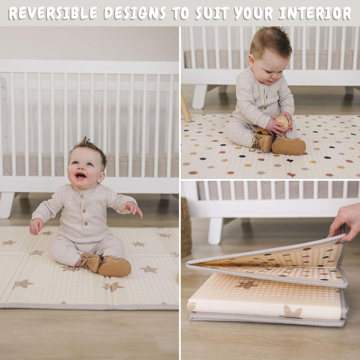 Bubba Bear Babymatte Kindermatte Baby Spielmatte 200x150x1cm, Wendefähige und ungiftige Dicke Faltba