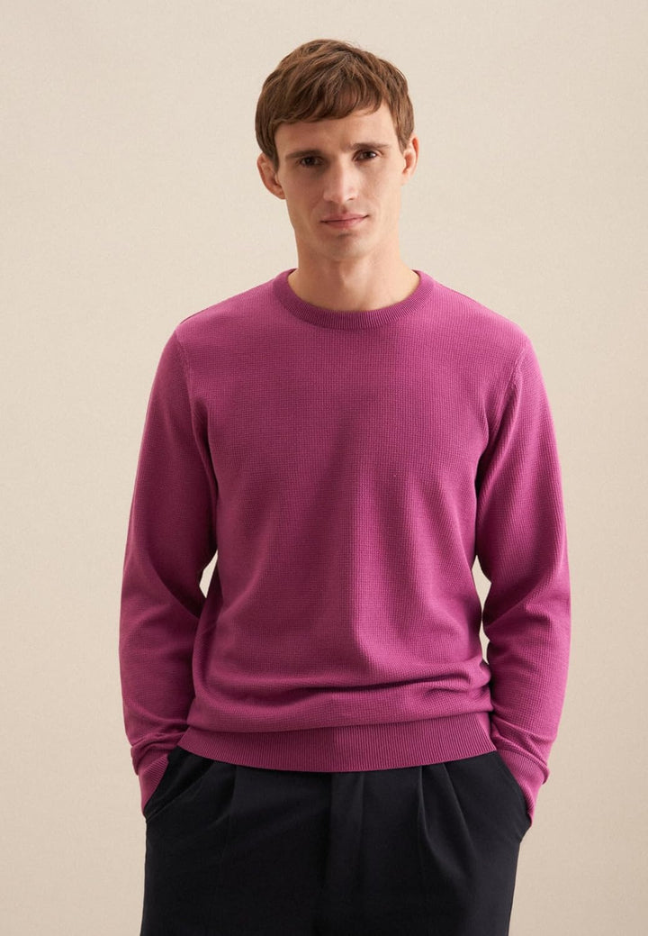 Seidensticker Herren Pullover - Regular Fit - Rundhalsausschnitt - Langarm - 100% Baumwolle L Rot, L