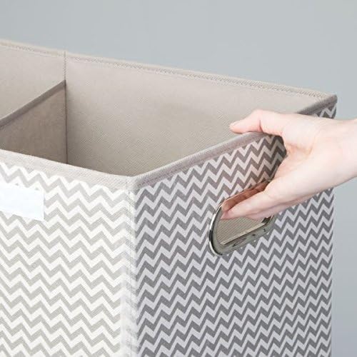 mDesign Wäschekorb mit 2 Fächern – faltbare Wäschetruhe mit Deckel, Griffen und Trenner für Kinderzi