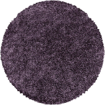 HomebyHome Teppich Wohnzimmer Shaggy Hochflor Violett Schmutzabweisend 80 cm Rund Einfarbig Design -