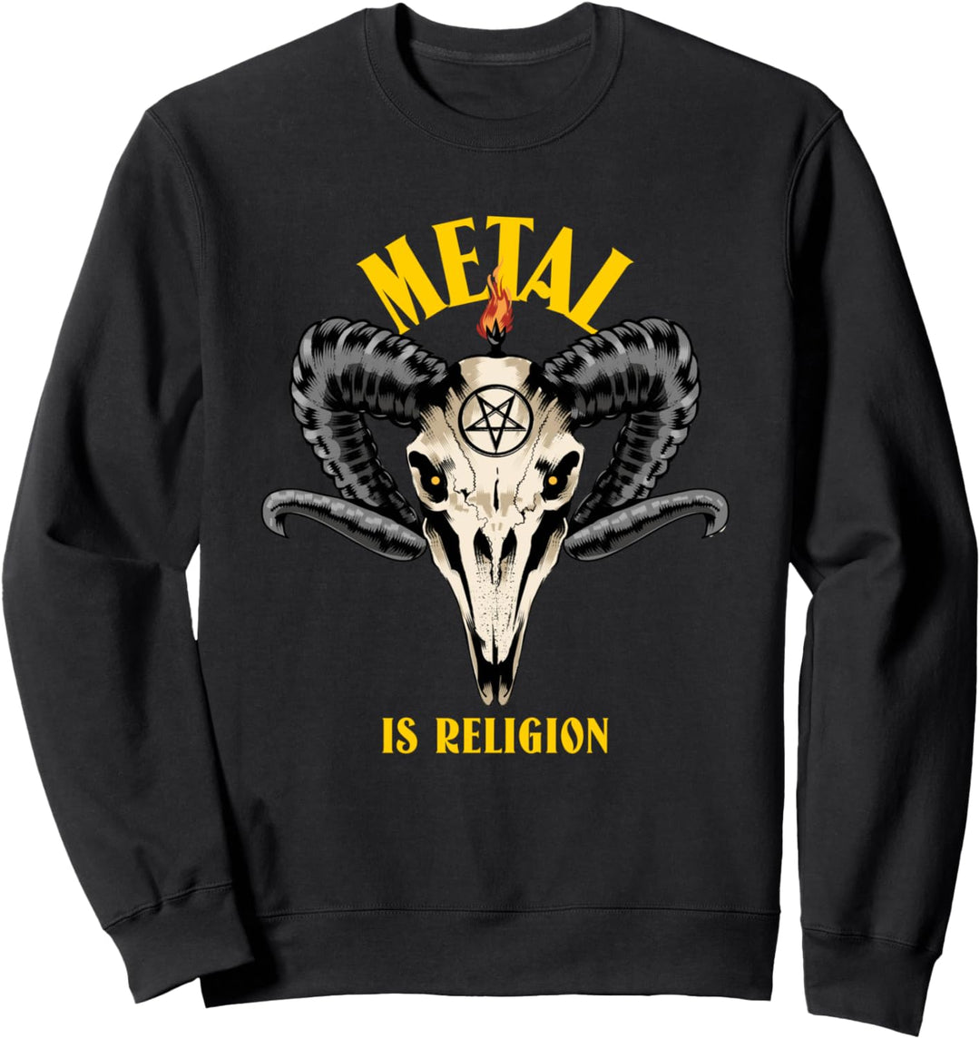 Metal Is Religion Satanismus Baphomet Totenkopf Pentagramm Sweatshirt